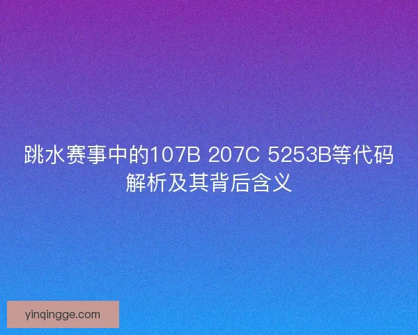 跳水赛事中的107B 207C 5253B等代码解析及其背后含义